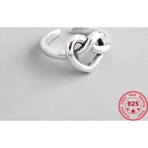 Soild 925 Sterling Silver Trendy Heart Rings Gift for Girlfriend Indian Jewelry Women