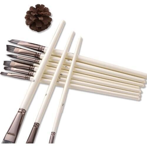 10Pcs/set Nylon Artist Paint Brush Professional Watercolor Wooden Handle Painting Brushes Art Supplies Stationery