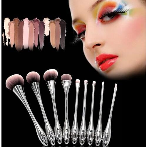 Professional 9pcs Make Up Brushes Set Thin Waist Soft Synthetic Hair Powder Foundation Eyeshadow Brushes Beauty Cosmetic Tool DD