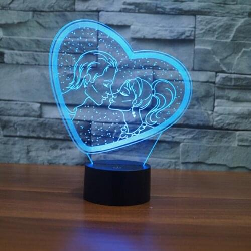 Remote Control Sweet Lovers LED 3D Table Desk Lamp 7 Color Changing Home Bedroom Decoor Night Lights Gift For Girl Friend