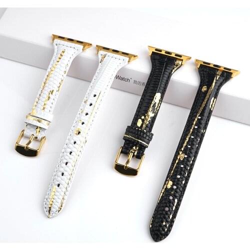 Leather Watch Strap For Apple Watch 3 2 1 band 40mm 44mm thin fashion Business Woman wristband for iWatch 6 se 5 4 42MM 38MM
