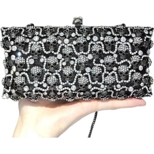 Bag For Women Luxury Three-Dimensional Black Skull Evening Dress Bag Ladies Party Hand Makeup Coin Purse