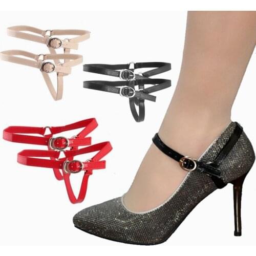 2PCS Detachable Leather Shoe Straps Band For Holding Loose High Heeled Shoes New