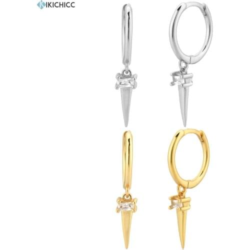 Kikichicc European 925 Sterling Silver Gold Clear Drop Earring 8.5mm Piercing Pendiente Ohrringe Fashion Fine Jewelry For Women