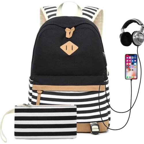 USB Charge Laptop Backpack Teenagers Canvas Backpacks Fashion School Bags for women Large Capacity Travel Rucksack bag mochila