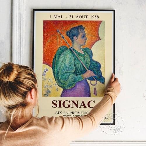 France Orsay Museum Exhibition Poster, Paul Signac Modern Art Painting WomanWith A Parasol, Home WallVintage Decor Wall picture