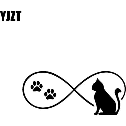 YJZT 13.8CM*5.9CM Cat Decals Paw Print Vinyl Decal Car Sticker Black Silver C10-02401