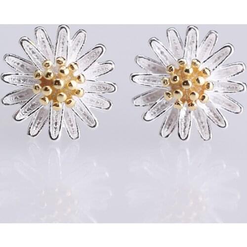 MloveAcc 925 Sterling Silver Earrings Fashion Daisy Flower Stud Earrings for Women Girl Gifts Sterling Silver Jewelry