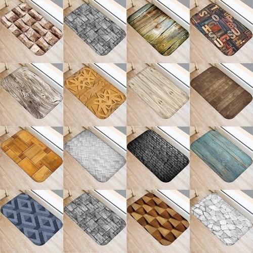 1Pcs Wood Stone Pattern 40*60cm Kitchen Entrance Door Mat Coral Velvet Carpet Rubber Indoor Floor Mats Non-Anti-Slip Rug 48026