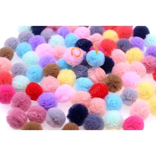 10pcs Pet Puppy Dog Cat Hair Bows Small Ball with Rubber Bands Bright Color Dog Grooming Accessories for Small Dogs Products