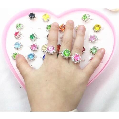 10Pcs Crystal Pearls Cartoon Animal Kids Finger Rings Party Favors Costume Birthday Party Gifts for Guest Baby Party Supplies