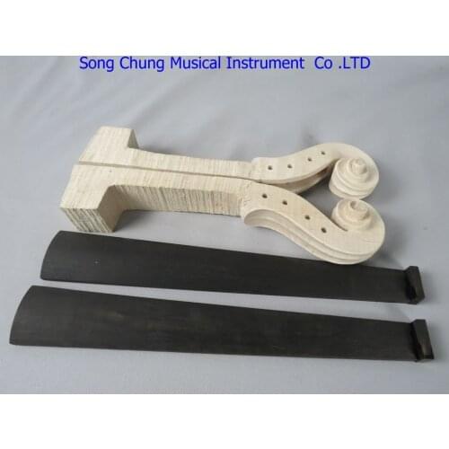 2pcs hand carved maple white violin neck 4/4 with 2pcs violin ebony fingerboard