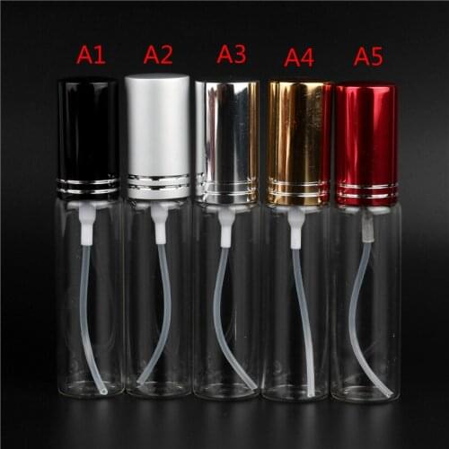 5pcs 10ML transparent glass perfume bottle portable spray bottle aluminum cover spray aluminum pump