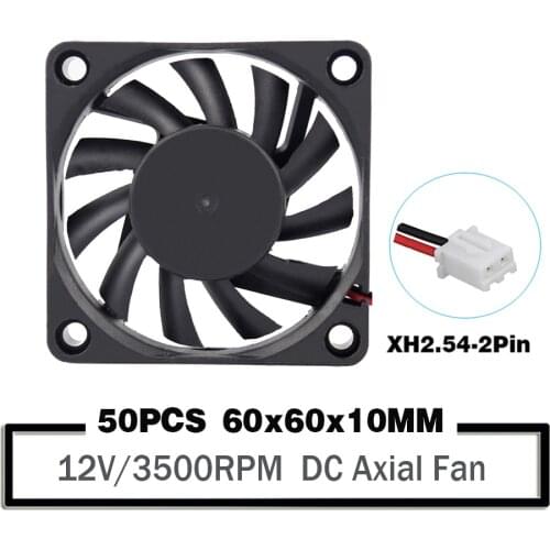 50PCS YOUNUON PC CPU Cooling Fan 12V 2Pin 6010 60x60x10mm 6cm 60mm Computer Case Cooler
