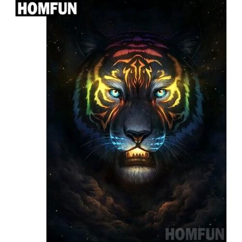 HOMFUN Full Square/Round Drill 5D DIY Diamond Painting "Tiger Sky" Embroidery Cross Stitch 5D Home Decor Gift A06873