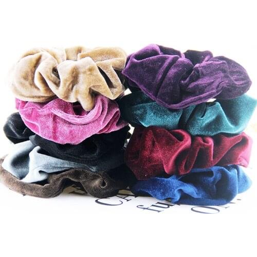 15 Colors Velvet Hair Scrunchies Ring Solid Fabric Ponytail Holder Hair Ties Gum Elastic Hair Bands For Women Girl Cute Headwear