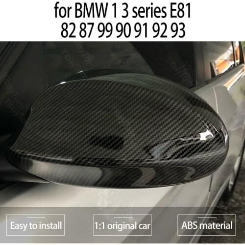 Side Mirror Covers 2pcs High Quality Carbon Fiber Look Caps Replacement for BMW 1 3 Series E81 82 87 99 90 91 92 93