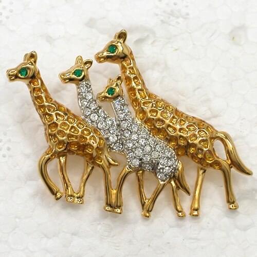 White Rhinestone Long neck deer Pin brooches C2121