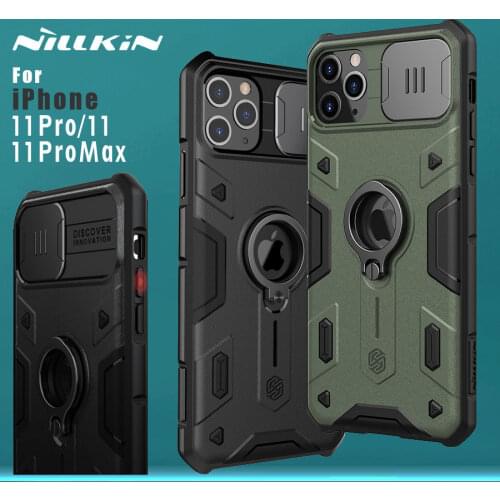 For iPhone 12 11 Pro Max case NILLKIN CamShied Armor Finger Ring Holder Case camera protection Back cover for iPhone 12 Mini