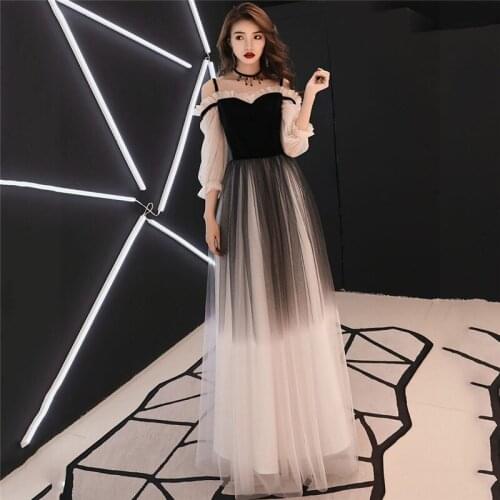 Black Party Dress Women Wine Red XL 2XL 3XL Plus Size Dress 2019 New Noble Elegant Art Test Long Annual Meeting Host Dress JD75