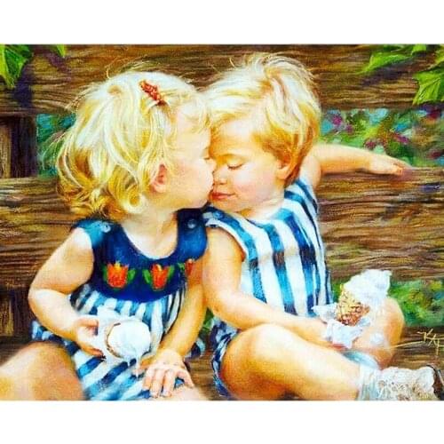 DIY Digital Painting By Numbers blond kid oil painting mural Kits Coloring Wall Art Picture Gift frameless