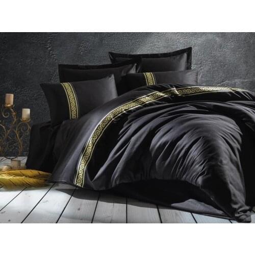 Cottonbox Embroideries Satin Royal Double Personality Duvet cover set Black
