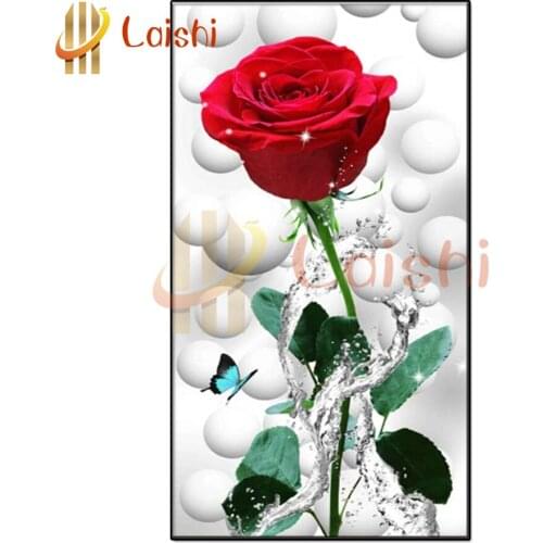 Emeroidery diamond rhinestone Red rose and butterfly painting cross stitch diamond mosaic sale new arrival full display picture