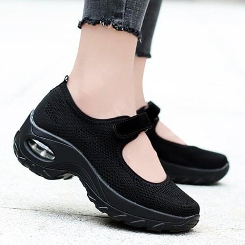 Big Size Platform Air Cushion Sneakers Womens Running Shoes for Women Sneakers Sport Ladies Sports Shoes Black Tennis GMB-1660