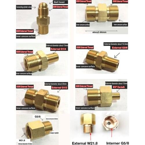 Metal adapter G5/8 thread to various helium tank cylinder standard in different countries, balloon accessories party supplies