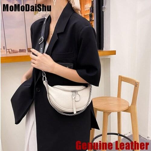 Chest Bag Women High Quality Crossbody Bags Female Fashion Chain Handbag Genuine Leather Hobos Bag Banana Belt Purse Belt Purse