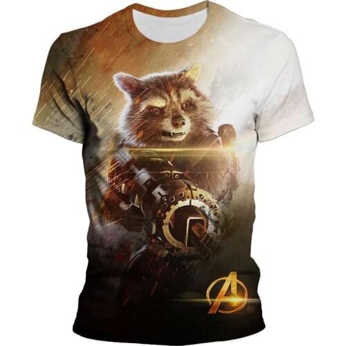 New Hot Mens T-shirt 3D Printing Bounty Hunter Superhero Movie Guardians of the Galaxy Rocket Racoon Funny Short Sleeve Top