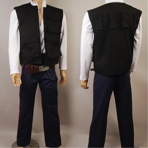 Star A New Hope Han Solo Cosplay Costume Vest Shirt Pants Full Set Halloween Suit Full Sets