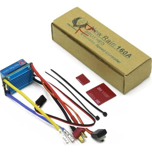New Rain 160A 2-3S Waterproof Brushed ESC With 5V 1A BEC Tplug/XT60 Plug Connectors For 1/12 RC Truck Boat Car Accessories Toy