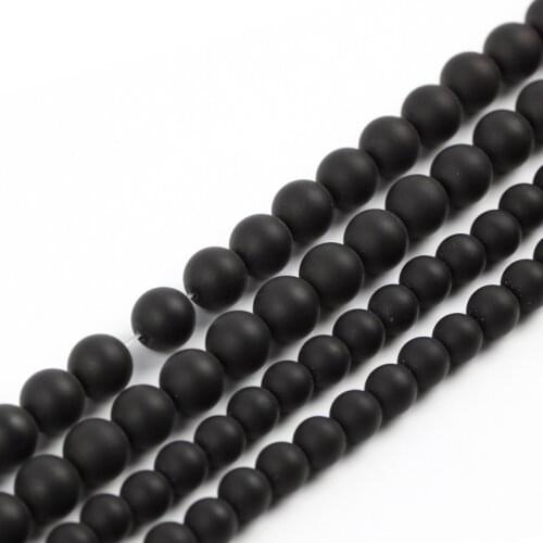 High Quality Black Matt Round Natural Stone Beads For Jewelry Making Diy Bracelet 4mm 6mm 8mm 10mm 12mm Drop Shipping Wholesale