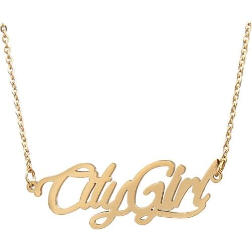 City Girl Name Necklace Personalised Stainless Steel Women Choker 18k Gold Plated Alphabet Letter Pendant Jewelry Friends Gift