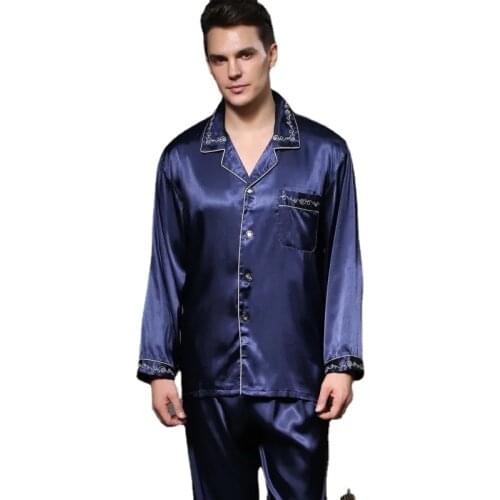 15811-b5 Mens Stain Silk Pajama Set Men Pajamas Silk Sleepwear Men Sexy Modern Style Soft Cozy Satin Nightgown Men Summer