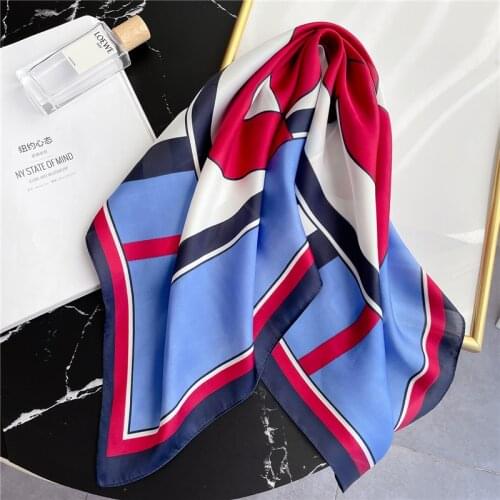 2021 Summer Silk Square Scarf Women Bandana Design Shawl Lady Wrap Foulard Neckerchief Printed Scarves Female Hairband Spring