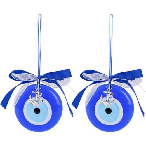 Evil Eye Charm Window Hanging Blue Glass Eye Pendant Round Beads DIY Jewelry Accessories Tree Decoration
