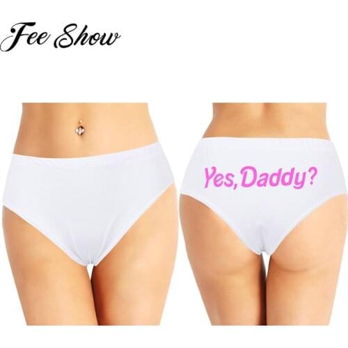 Sexy Women Soft Cotton Lingerie Sexy Panties Yes Daddy Letter Print Low Rise Naughty Briefs Underwear Exotic Women Sissy Panties