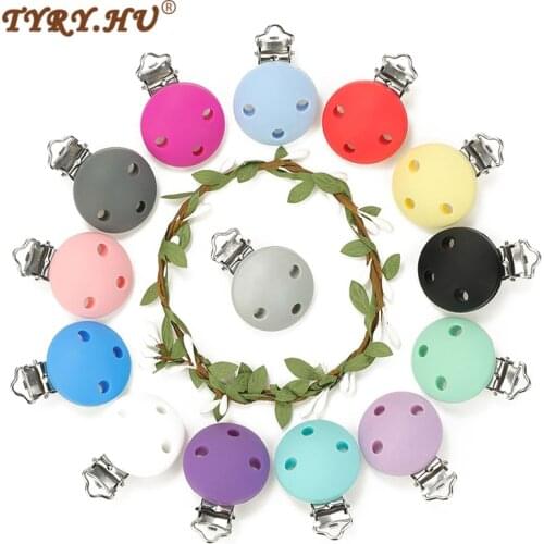 TYRY.HU 5pc/set Round Silicone Clips Baby Pacifier Clips Holder Silicone Dummy Pacifier Chain Accessories BPA-Free