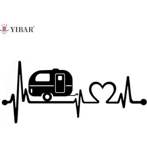 1PC 195*84mm Camper Travel Hiker Camper Heartbeat Vinyl Car Doors Sticker Decoration