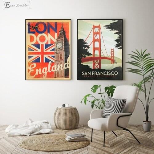 Vintage Golden Gate Bridge London On Sale Poster Wall Painting Living Room Abstract Canvas Art Pictures For Home Decor No Frame