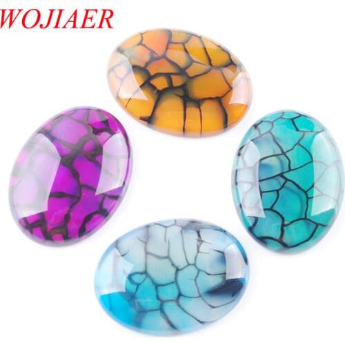 WOJIAER Dragon Agates Gem Stones Oval Cabochon CAB No Drill Hole 30x40x7mm Jewelry Making PBU809