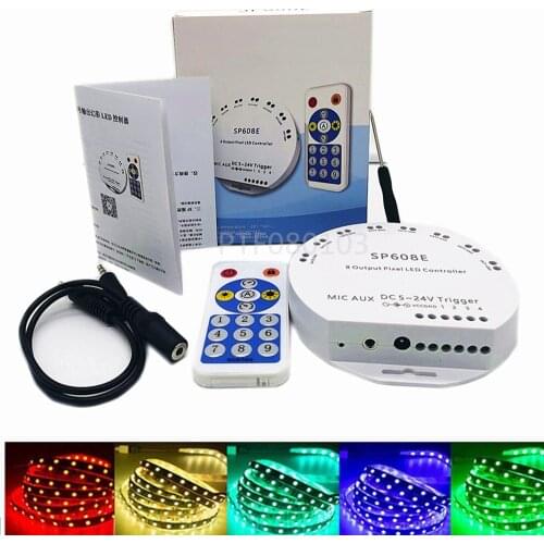 WS2812B Bluetooth APP Music Controller with Remote SP608E 8 CH SP602E 4 CH WS2811 WS2815 LED Light Strip IOS Android App 5V-24V