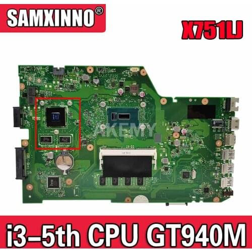 X751LB GT940M 4G/I3-5010U Mainboard REV 2.3 For Asus X751LX R752LA R752LD X751LN X751LJ A751L Laptop motherboard 90NB08F0-R00060