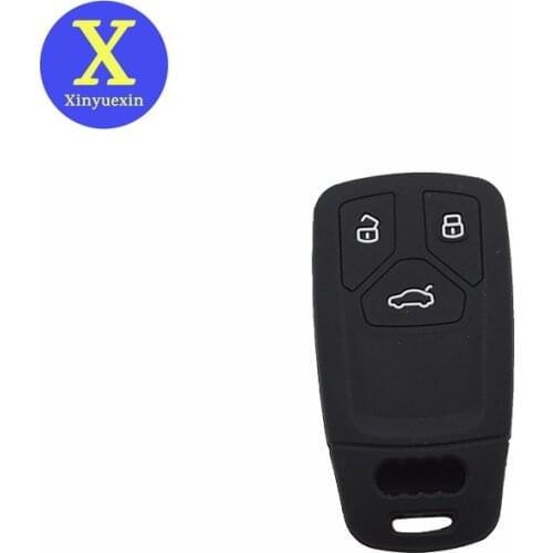 Xinyuexin Silicone Rubber 3 Button Car Key Cover Case For Audi 2016 2017 2018 A4 B9 Q7 4m TT 8S Smart Key In Black Car-styling