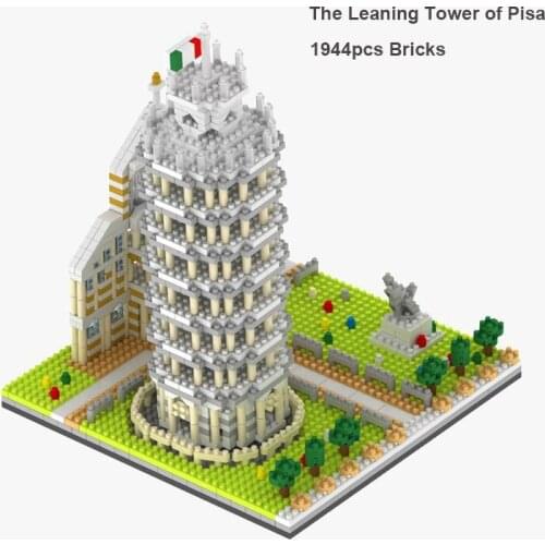 YZ The Leaning Tower of Pisa Diamond Mini Building Block World City Famous Architecture Collection For Mirco 1944pcs Brick Toys