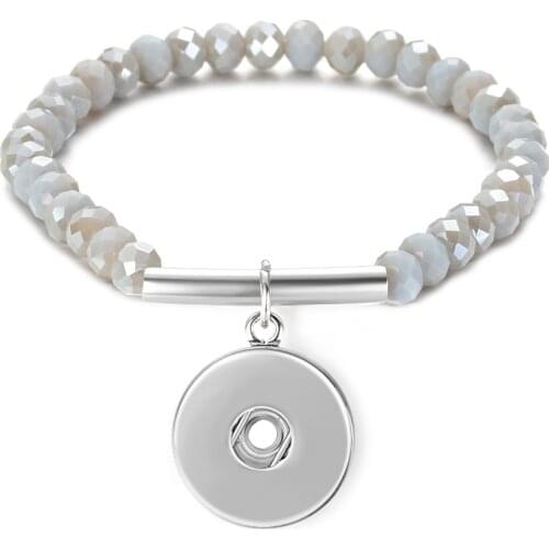 10pcs/lot 2 Colors Ginger Snap Jewelry Snap Charms Rhinestone Beaded Bracelet for 18mm Snap Button Float Pendant NN-717*10