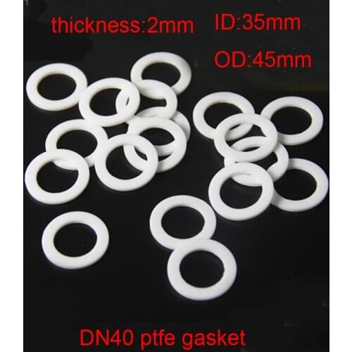 100pcs DN40 ptfe gasket round 1.5 inch ETFE FEP circular washer 35mm id 45mm od ETFE FEP Ring spacer Polytetrafluoroethylene pad