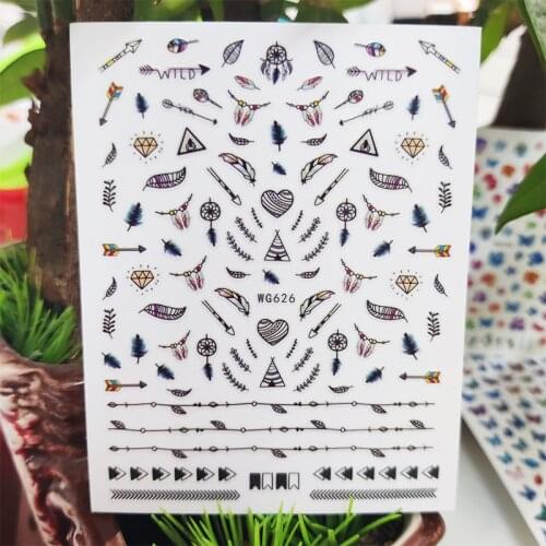 3D Stickers for Nails Geometry Love Line Feather Design Nails Art Decoration Manicure Sticker Decal Slider Nail Foil Accessories